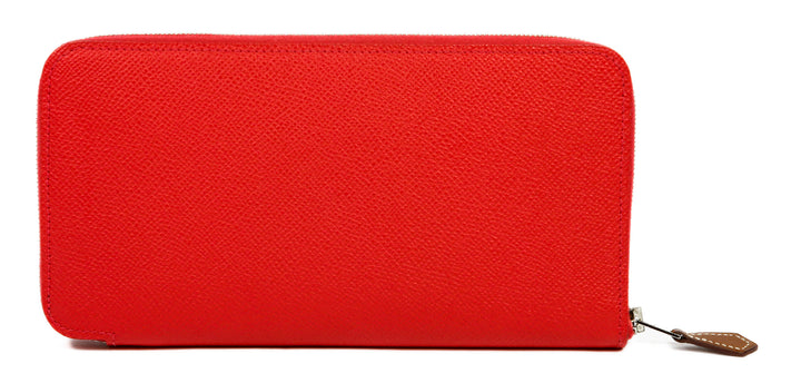 Hermes Red Epsom Leather Silk'In Classic Wallet