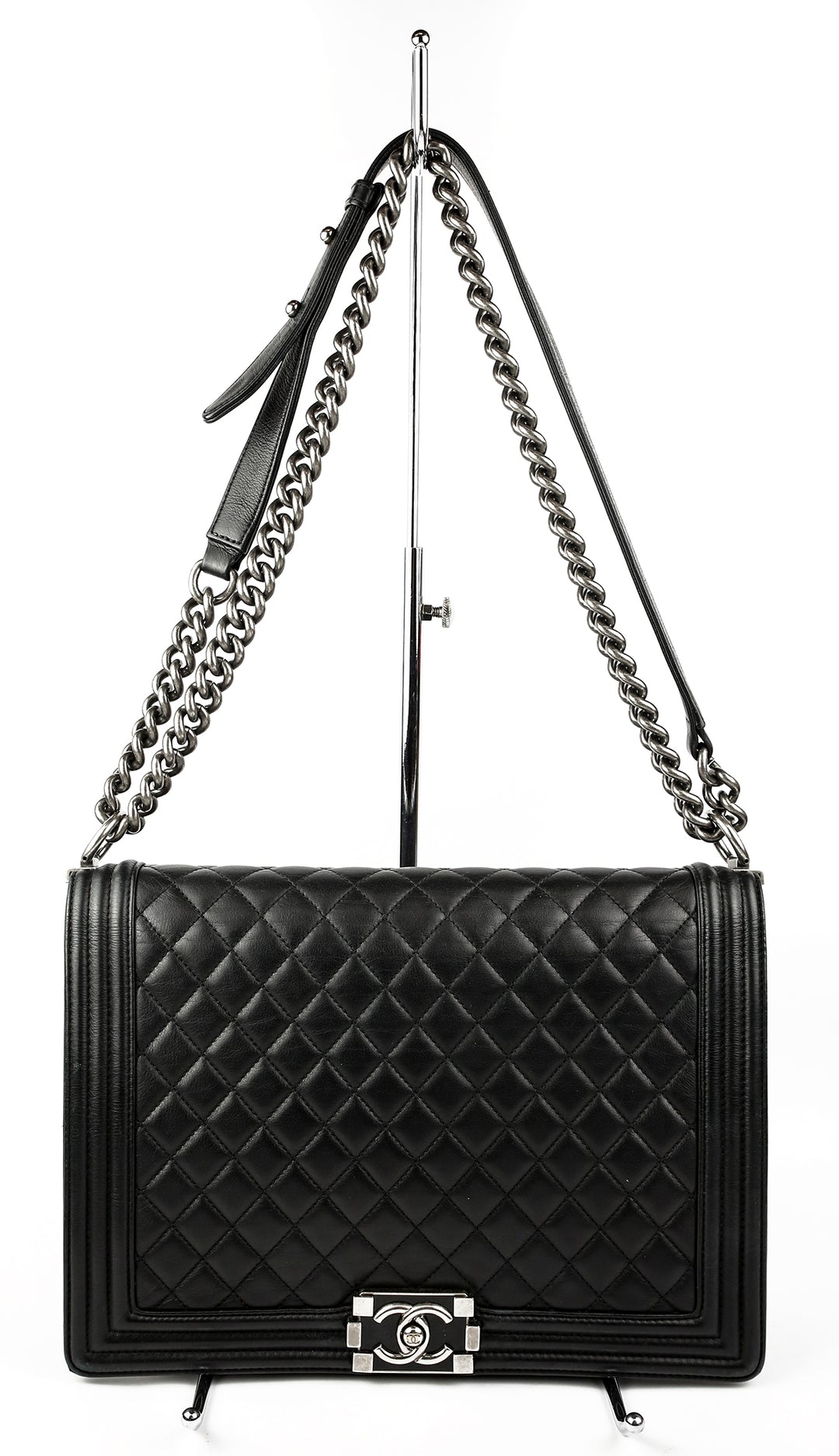 Chanel Black Quilted Lambskin Leather Large Boy Bag