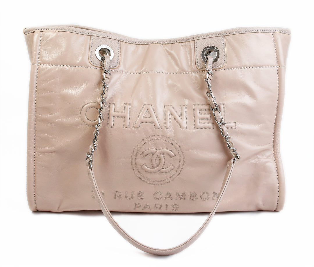 Chanel Pale Pink Leather Deauville Tote