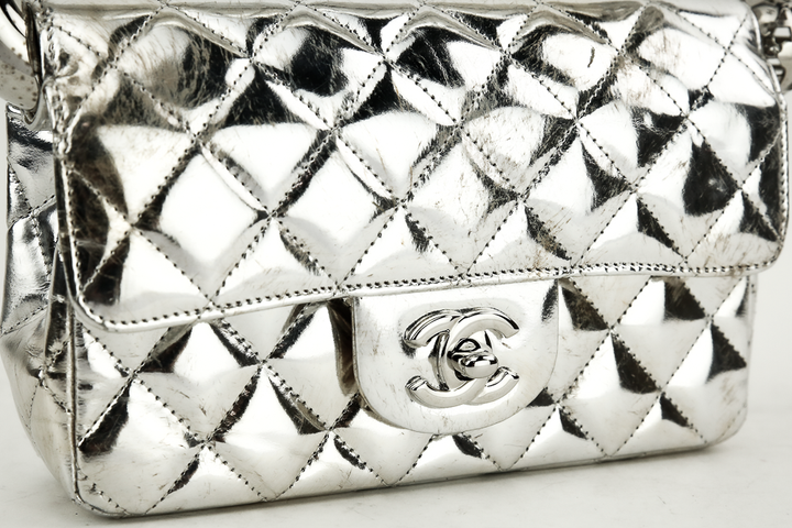 Chanel Around The World Silver Quilted Clutch