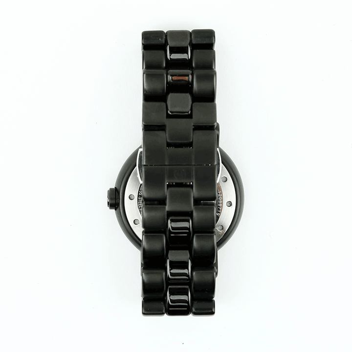 back view of Movado Cerena Black Ceramic Diamond Chip Watch