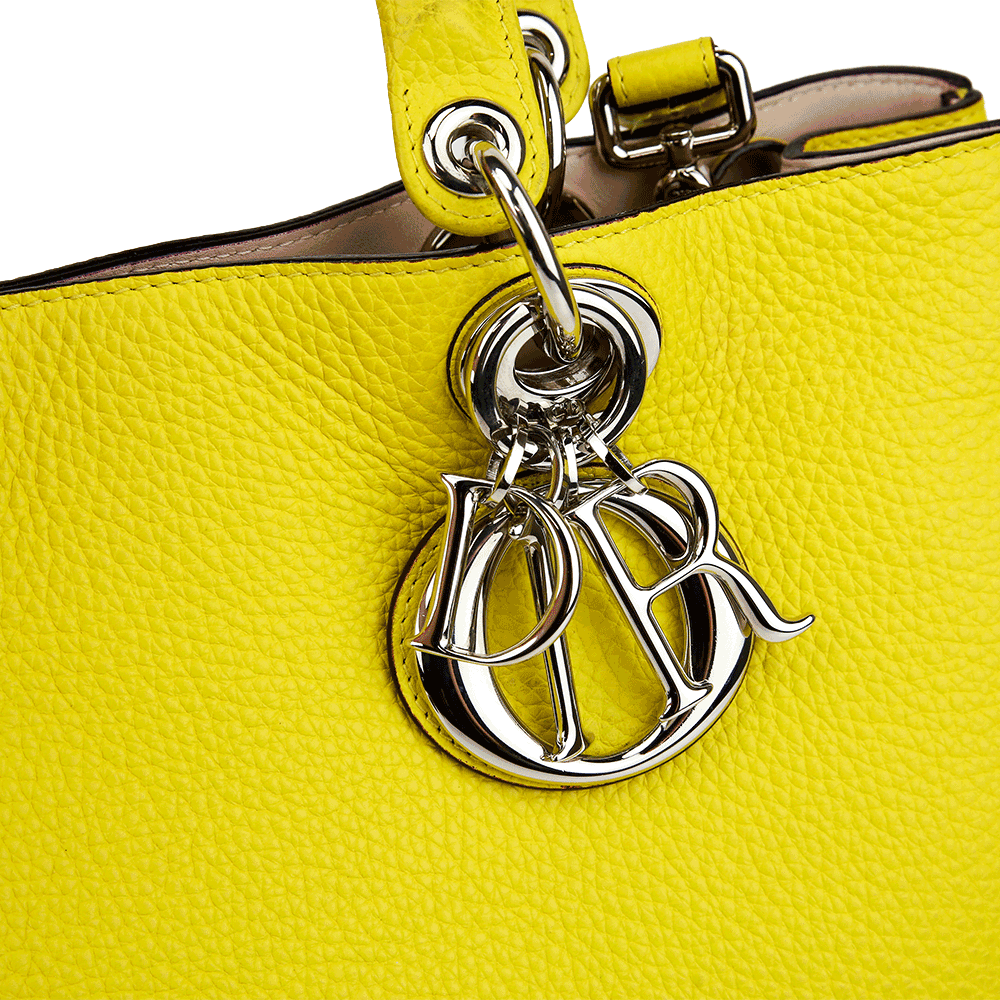 Dior Yellow Pebbled Leather Diorissimo Tote Bag