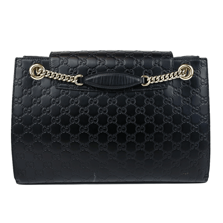 back view of Gucci Black Micro Guccissima Medium Emily Shoulder Bag