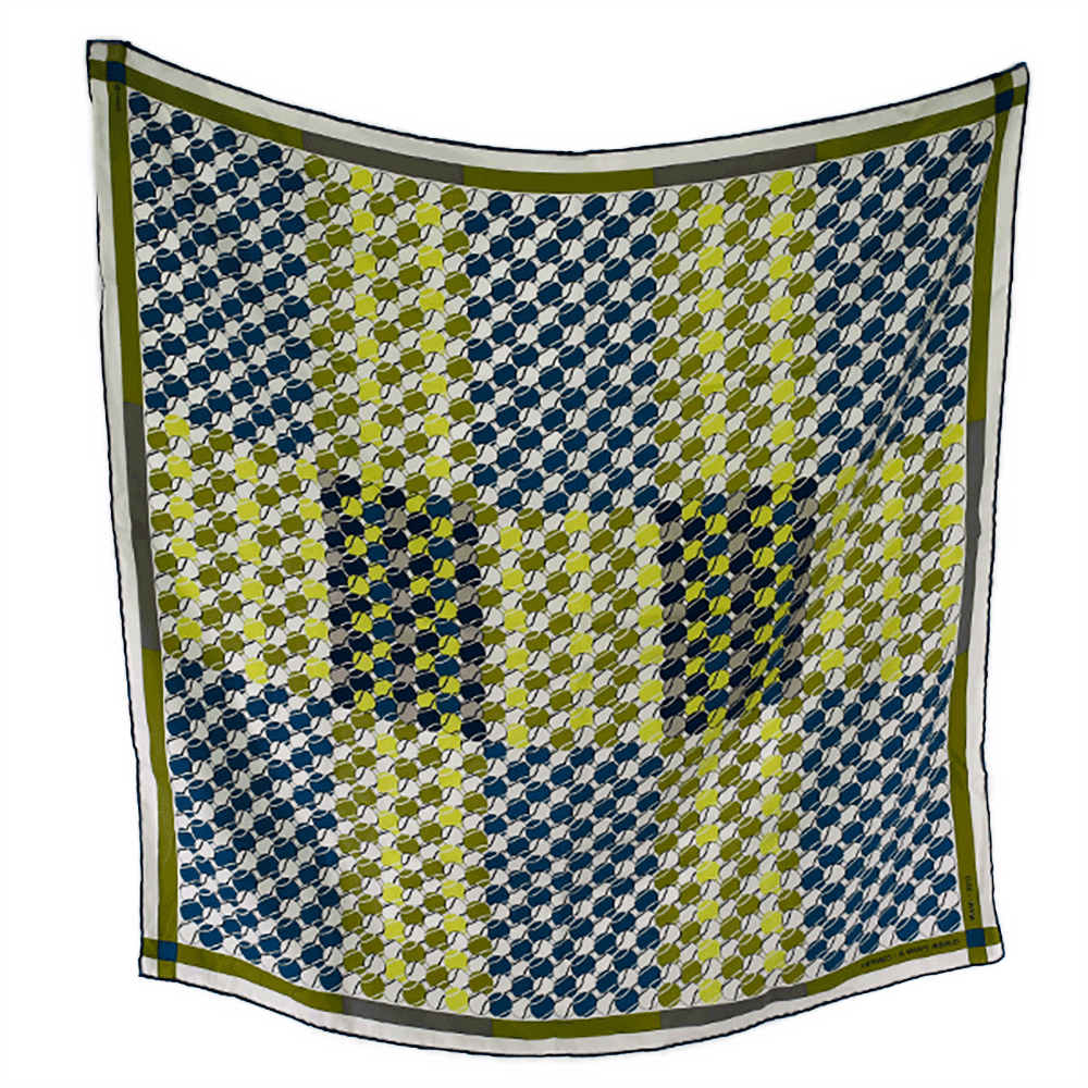 Hermes Blue Silk 'A Man's World' Silk Tennis Scarf