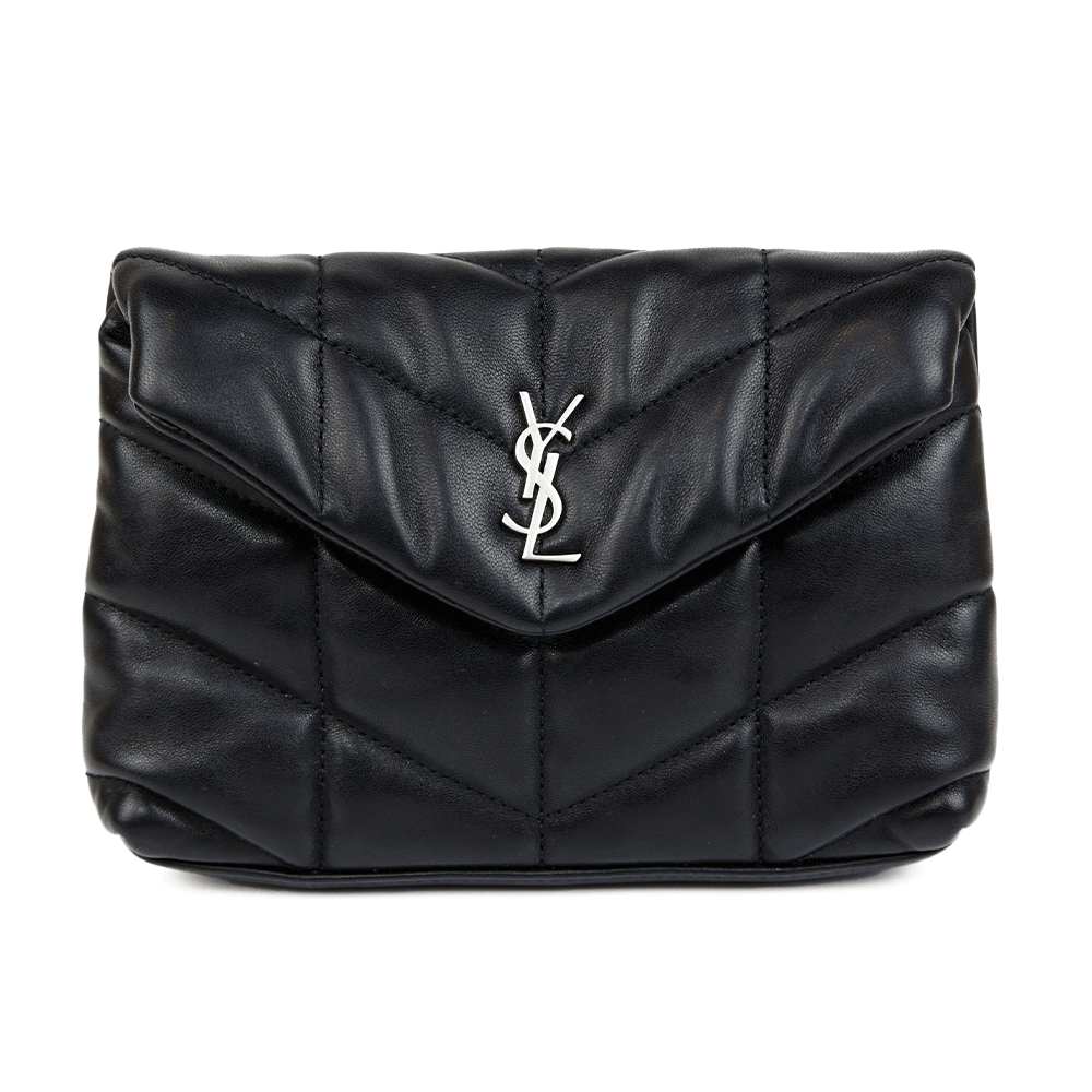 front view of Saint Laurent Small Loulou Puffer Clutch