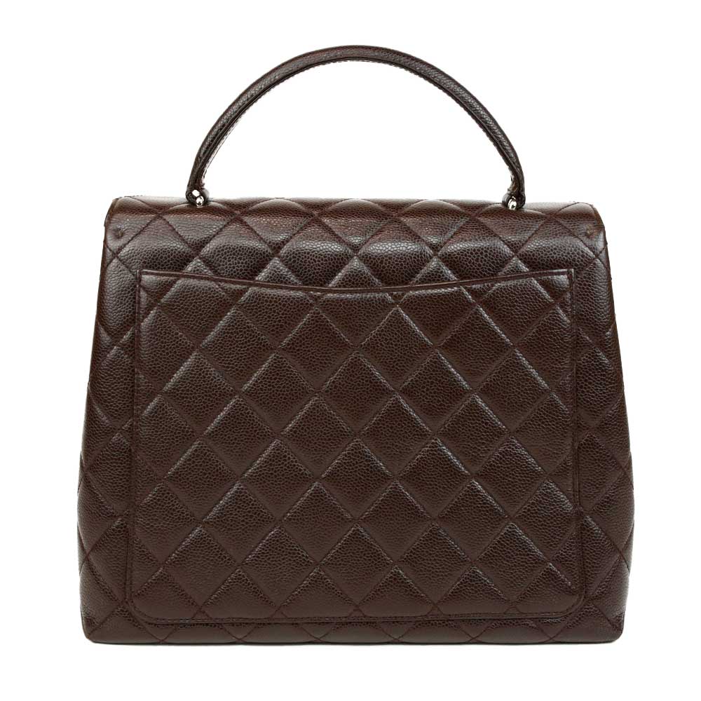 Chanel Chocolate Brown Caviar Kelly Vintage Top Handle Bag