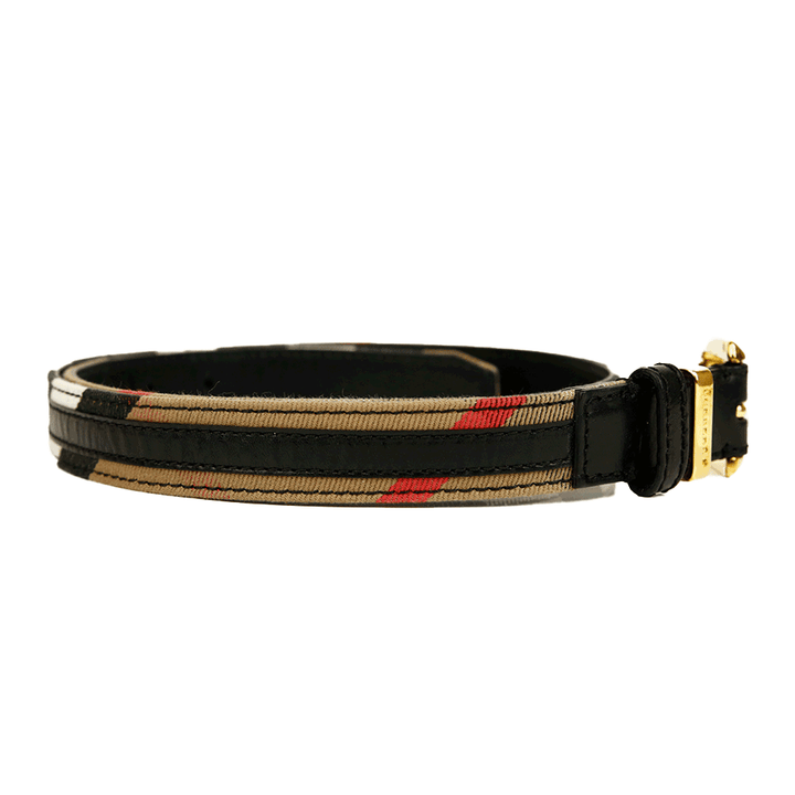 Burberry House Check Black Leather Belt