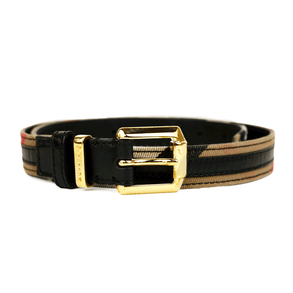 Burberry House Check Black Leather Belt