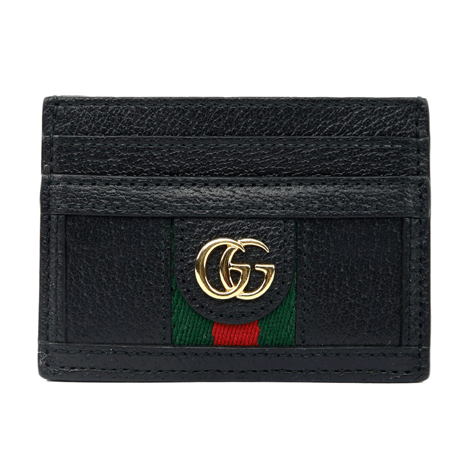 front view of Gucci Black Leather Ophidia Card Case