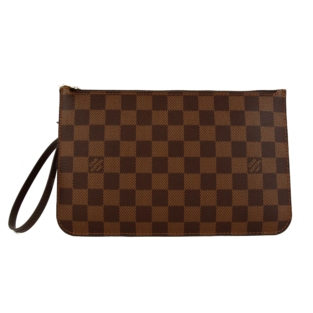 front view of Louis Vuitton Damier Ebene Neverfull MM Pochette