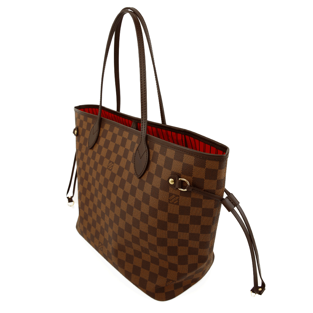 side view of Louis Vuitton Damier Ebene Neverfull MM