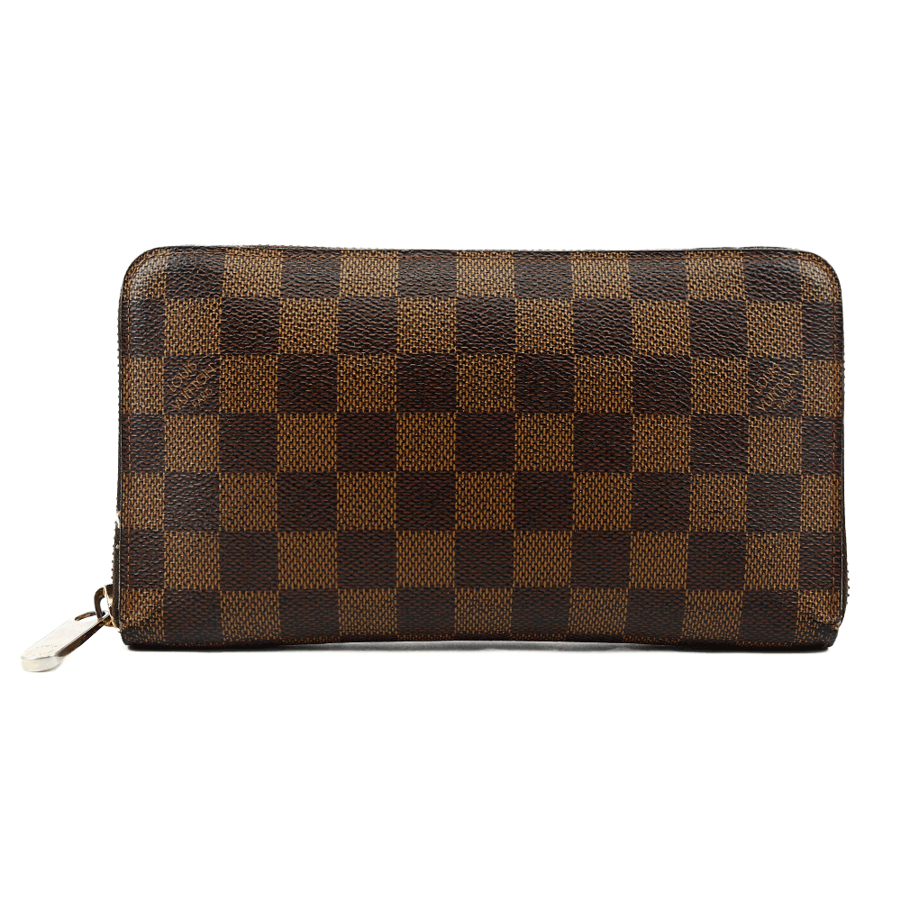 front view of Louis Vuitton Damier Ebene Large Zip-Around Wallet