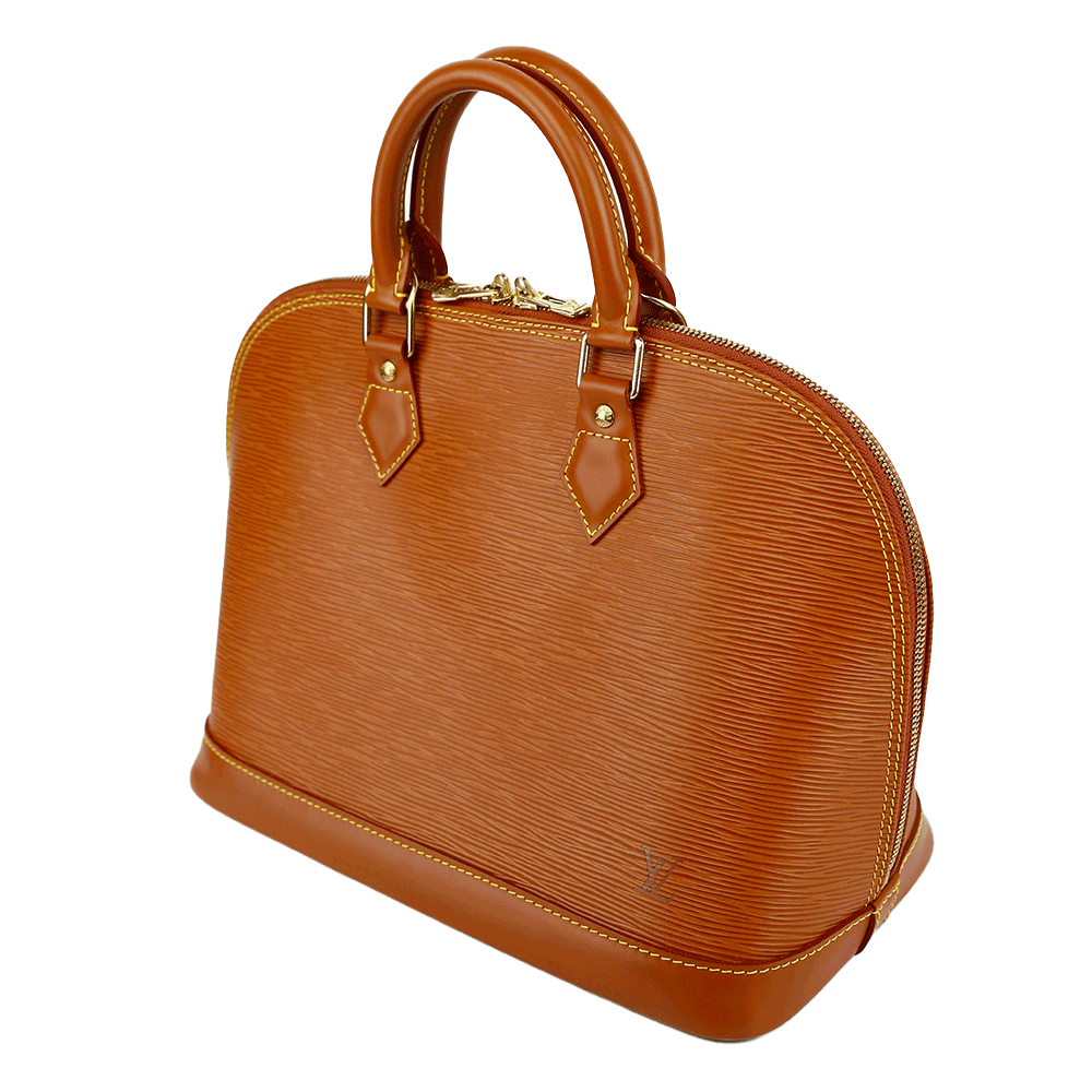 side view of Louis Vuitton Tan Epi Leather Alma PM Tote