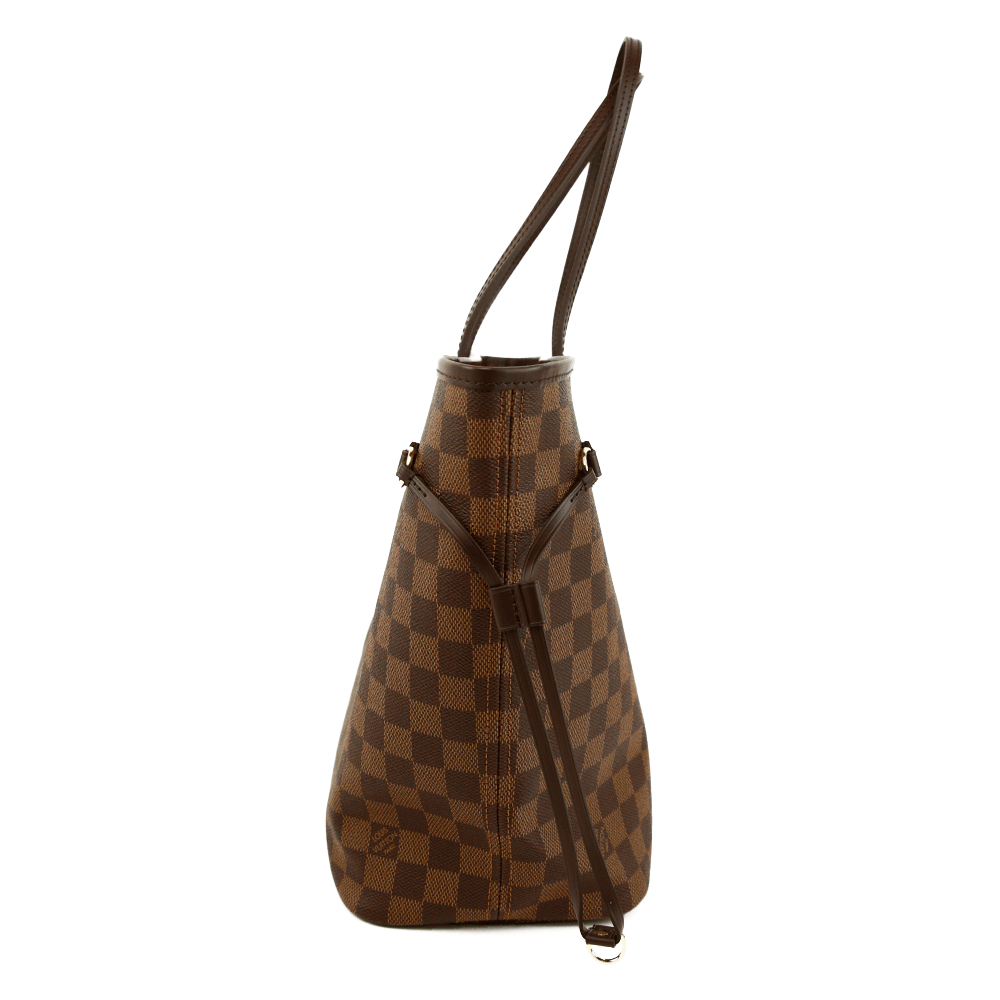 side view of Louis Vuitton Damier Ebene Neverfull MM