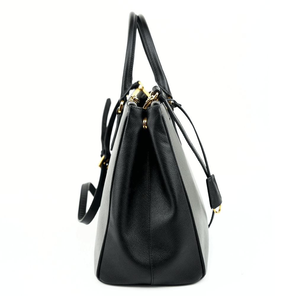 side view of Prada 2 Tone Saffiano Lux Shopper Tote