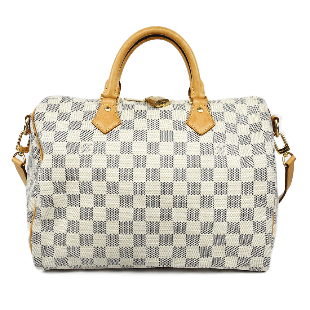 front view of Louis Vuitton Damier Azur Speedy Bandouliere 30