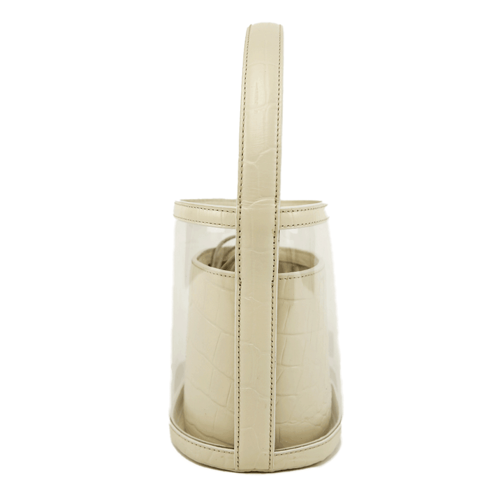 side view of Staud Bissett PVC & Embossed Leather Bucket Bag