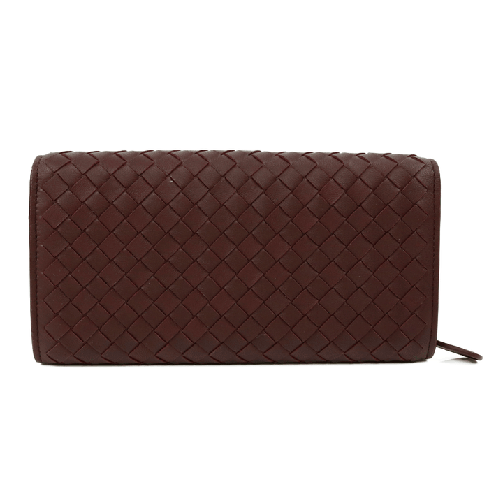 Bottega Veneta Burgundy Intrecciato Continental Flap Wallet