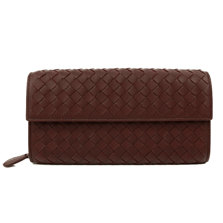 Bottega Veneta Burgundy Intrecciato Continental Flap Wallet