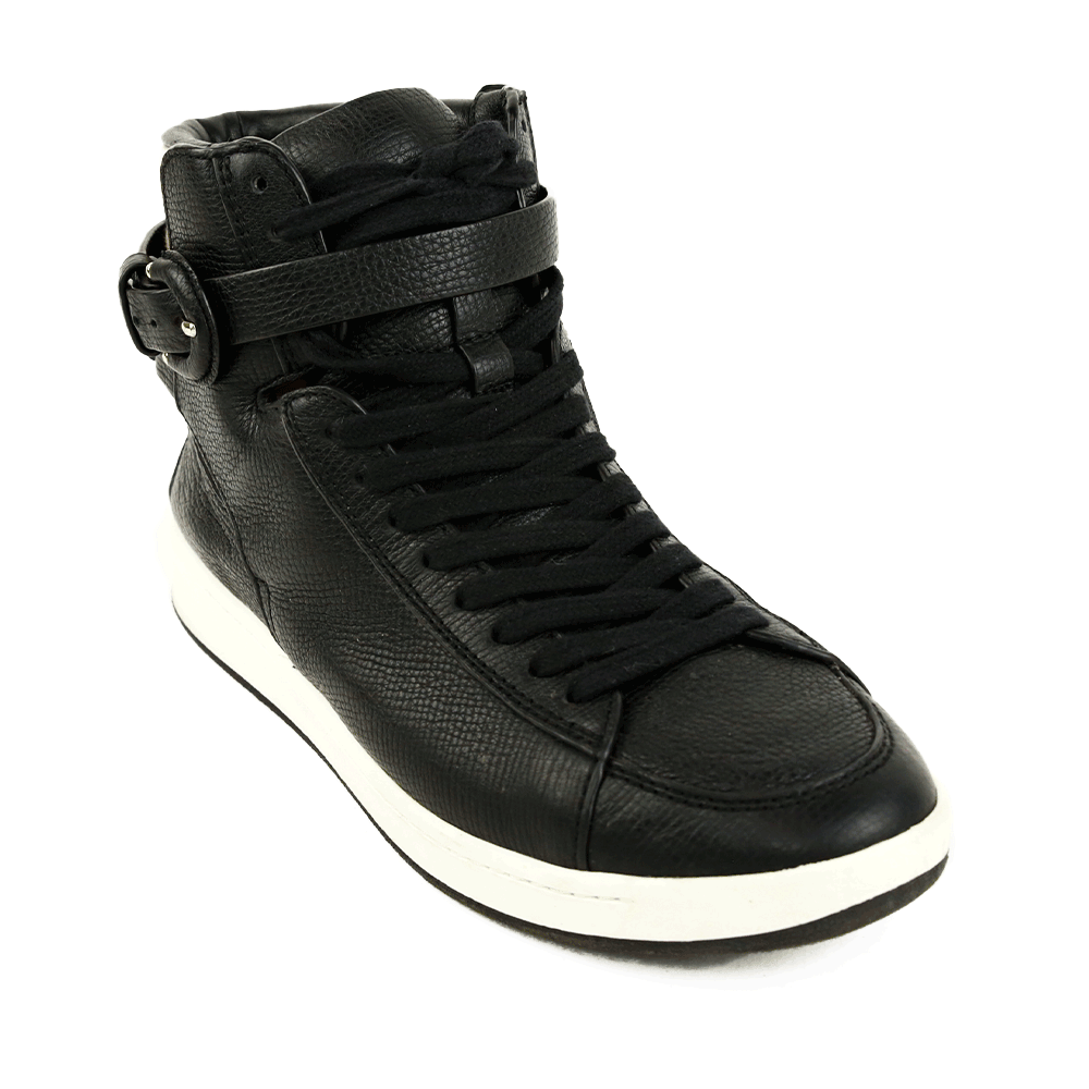 Burberry Black Leather & House Check High Top Sneakers