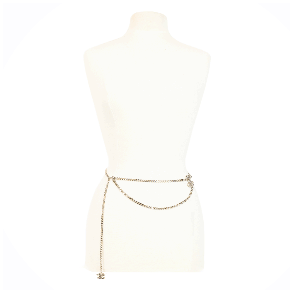 Chanel Silver Perforated CC Chain Belt