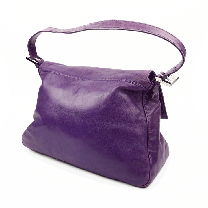 Back view of Fendi Mama Forever Baguette Purple Leather Bag