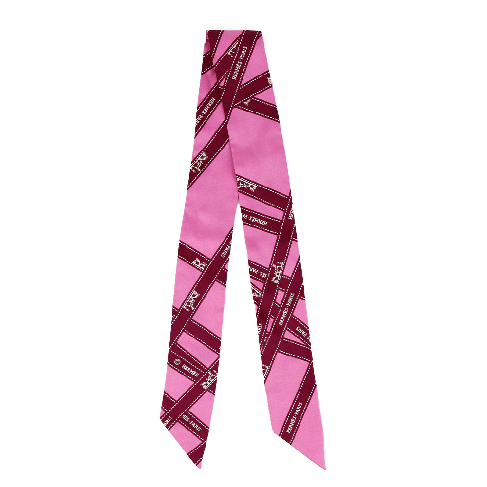 Hermès Pink Bolduc Silk Twilly Scarf