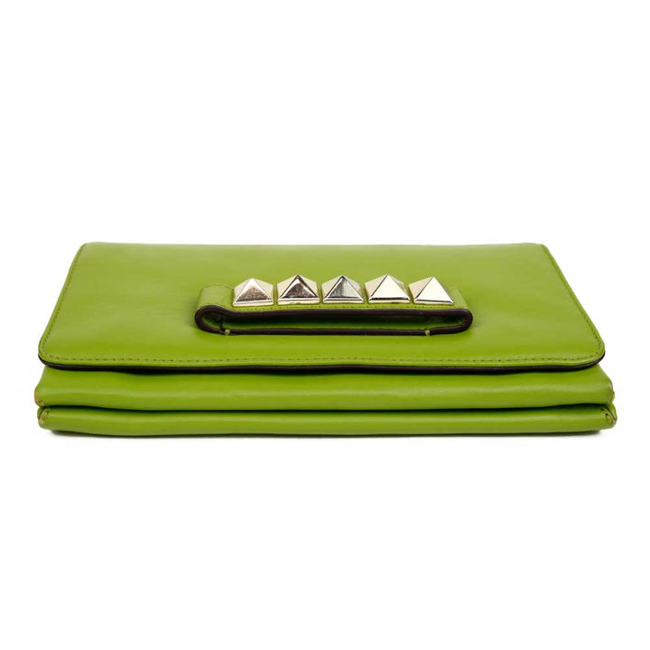 Valentino Va Va Voom Green Leather Rockstud Chain Clutch