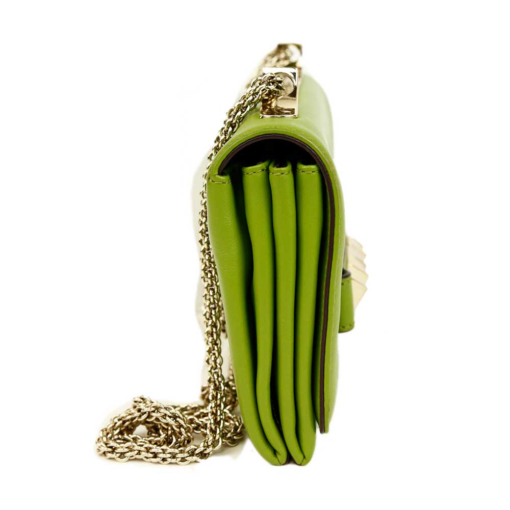 Valentino Va Va Voom Green Leather Rockstud Chain Clutch