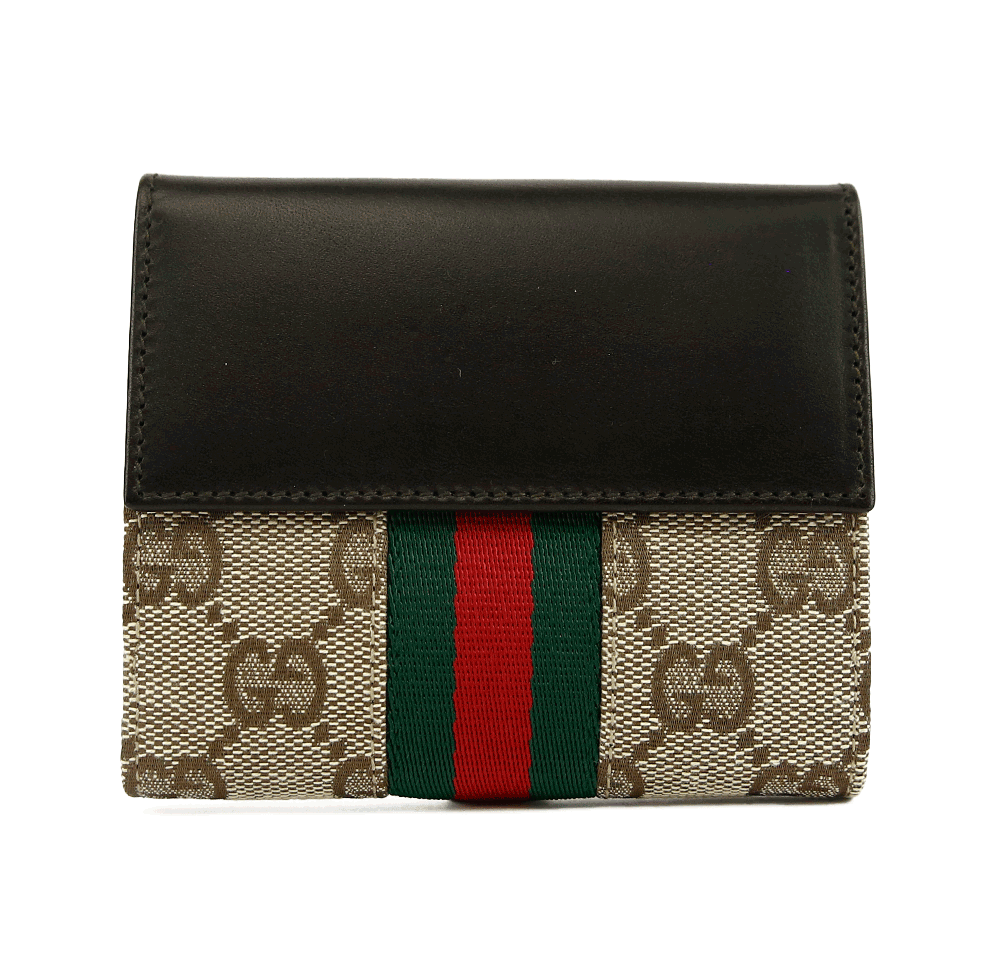 back view of Gucci GG Canvas & Leather Jackie Compact Wallet