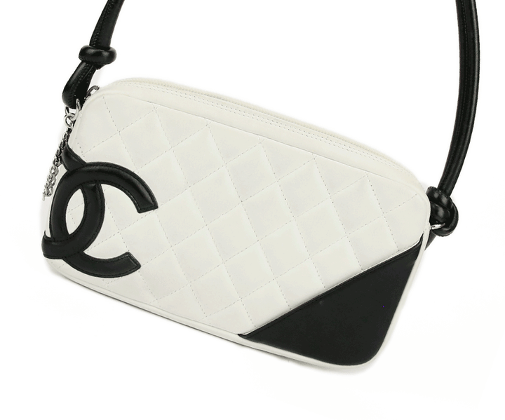 top view of Chanel Ligne Cambon White Pochette Bag