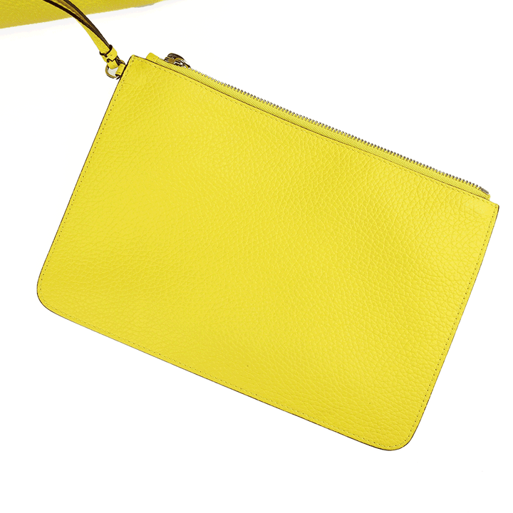 pouch view of Dior Yellow Pebbled Leather Diorissimo Tote Bag