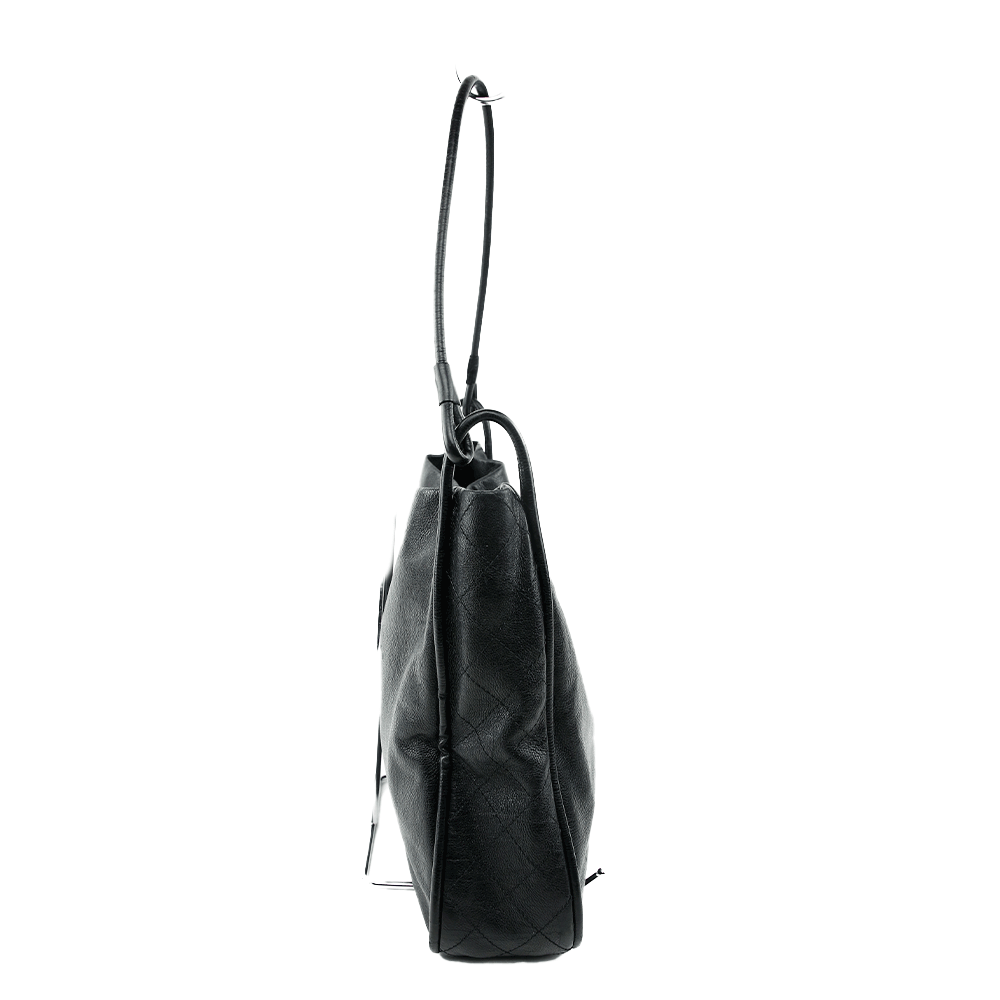 side view of Chanel Black Calfskin Coco Curve Hobo