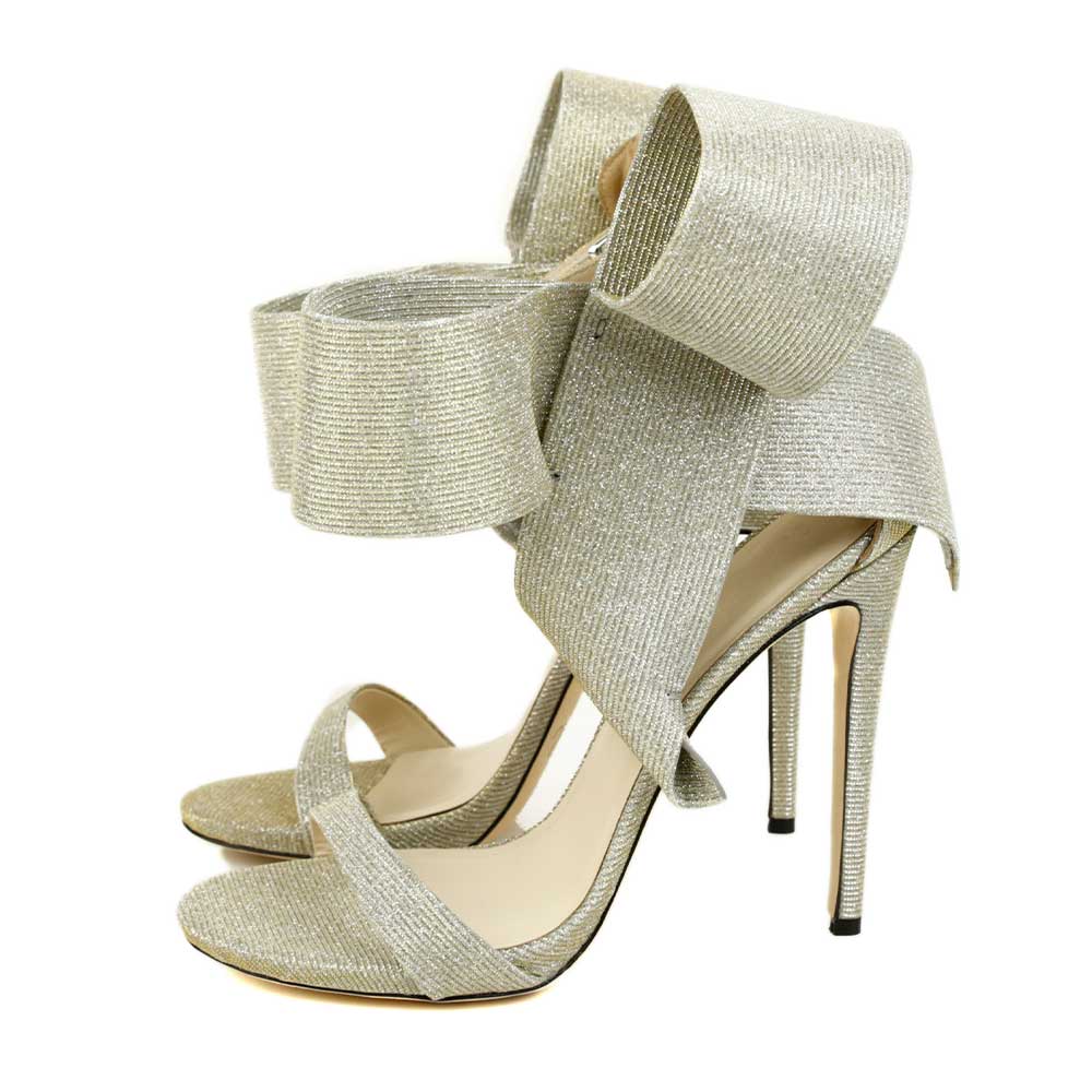 Aminah Abdul Jillil Silver Glitter Bow Sandals