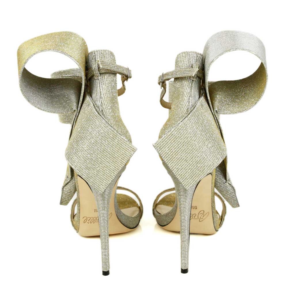 Aminah Abdul Jillil Silver Glitter Bow Sandals