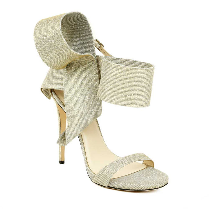 Aminah Abdul Jillil Silver Glitter Bow Sandals