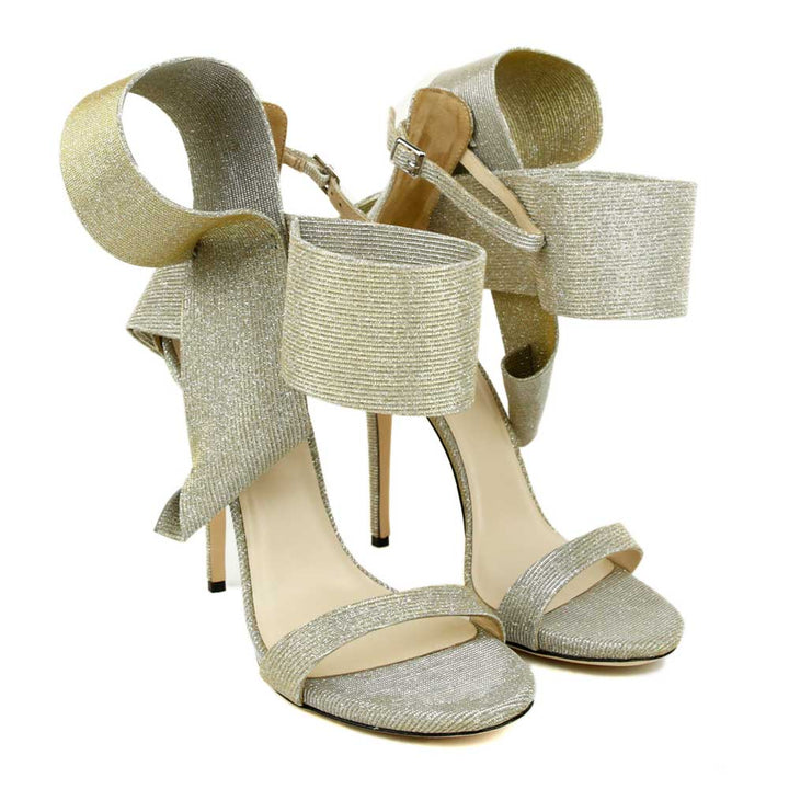 Aminah Abdul Jillil Silver Glitter Bow Sandals