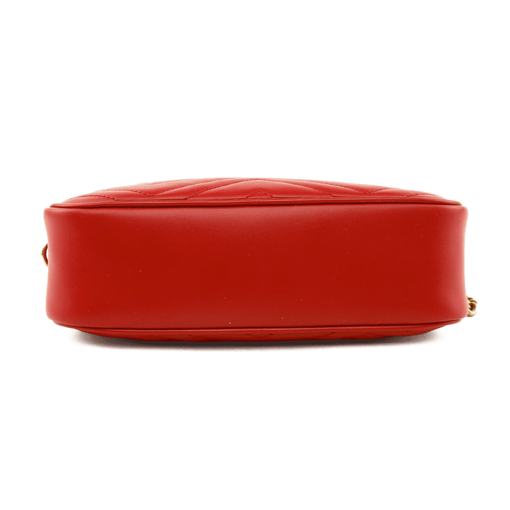 base view of Gucci Red Leather GG Marmont Small Matelasse Shoulder Bag