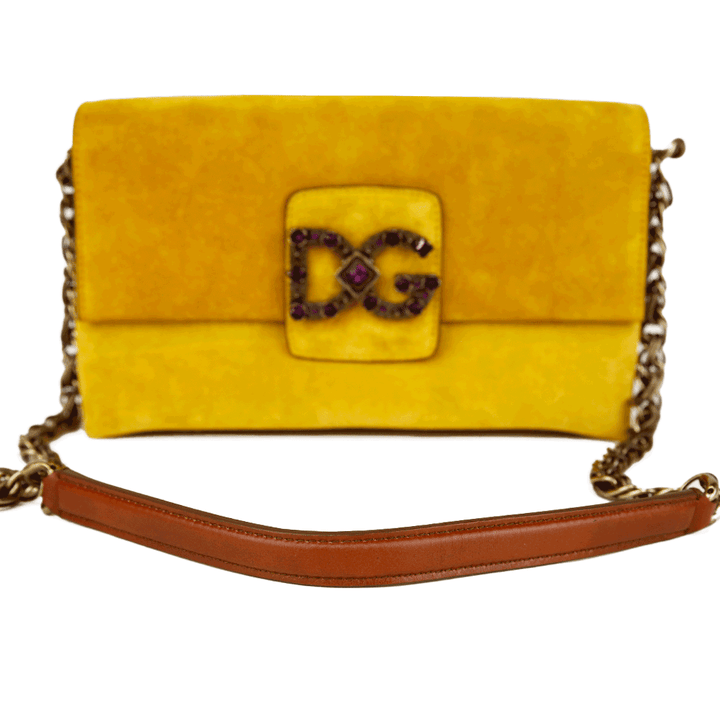 Dolce & Gabbana Yellow Suede DG Millennials Shoulder Bag