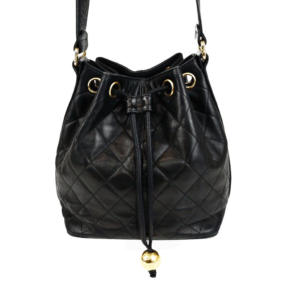 Chanel Vintage Quilted Leather Drawstring Bucket Bag