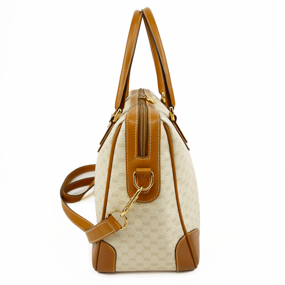 Gucci Vintage Micro GG Tan Boston Bag