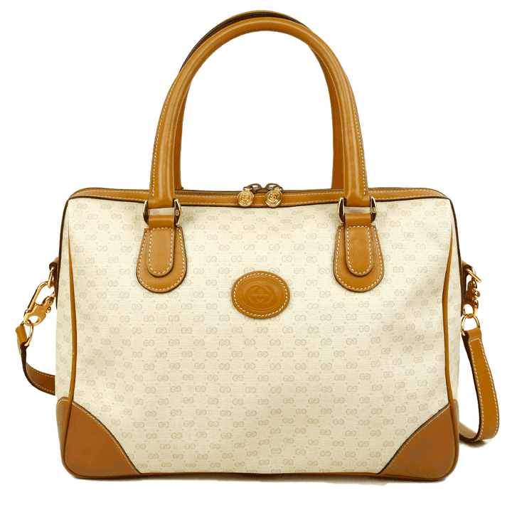 Gucci Vintage Micro GG Tan Boston Bag