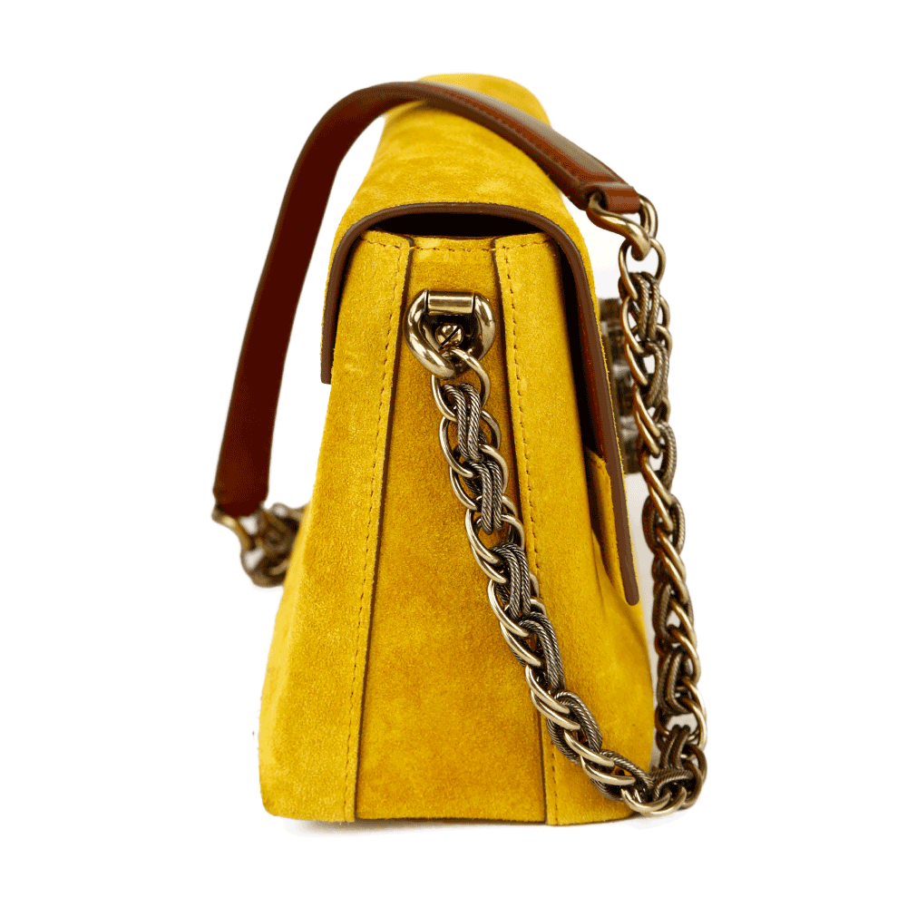 Dolce & Gabbana Yellow Suede DG Millennials Shoulder Bag