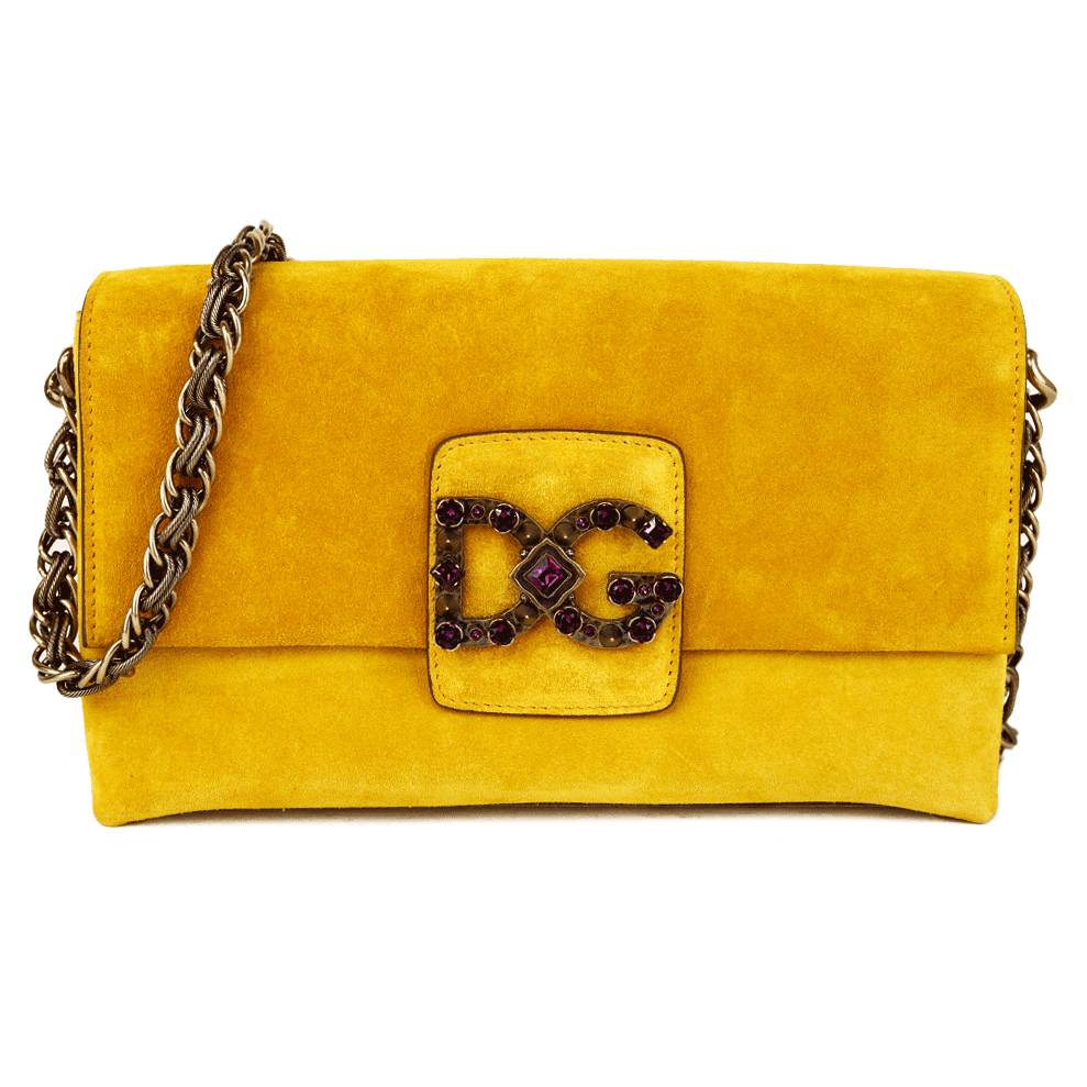 Dolce & Gabbana Yellow Suede DG Millennials Shoulder Bag