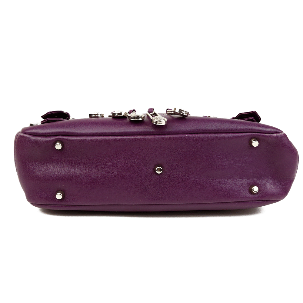 Gianni Versace Vintage Purple Medusa Pin Satchel