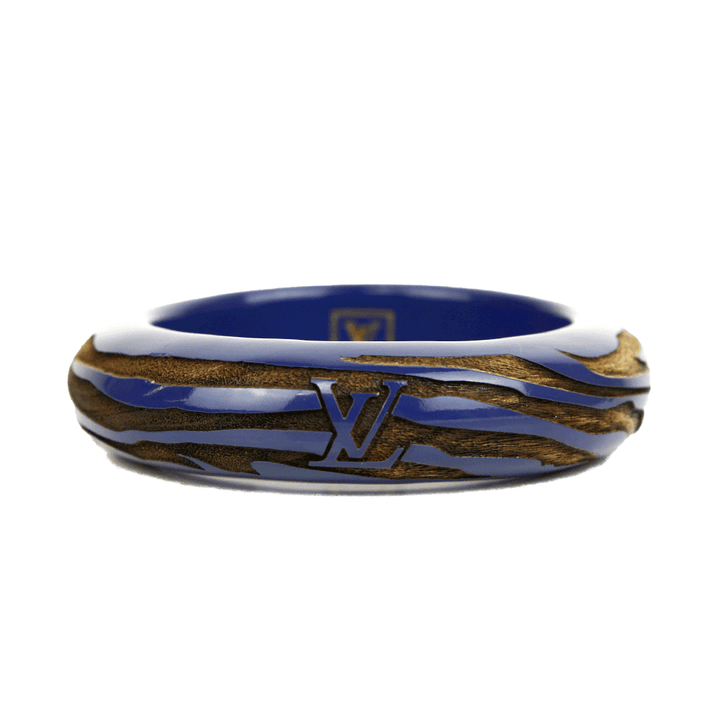 Louis Vuitton Wood & Blue Lacquer Carved Bangle