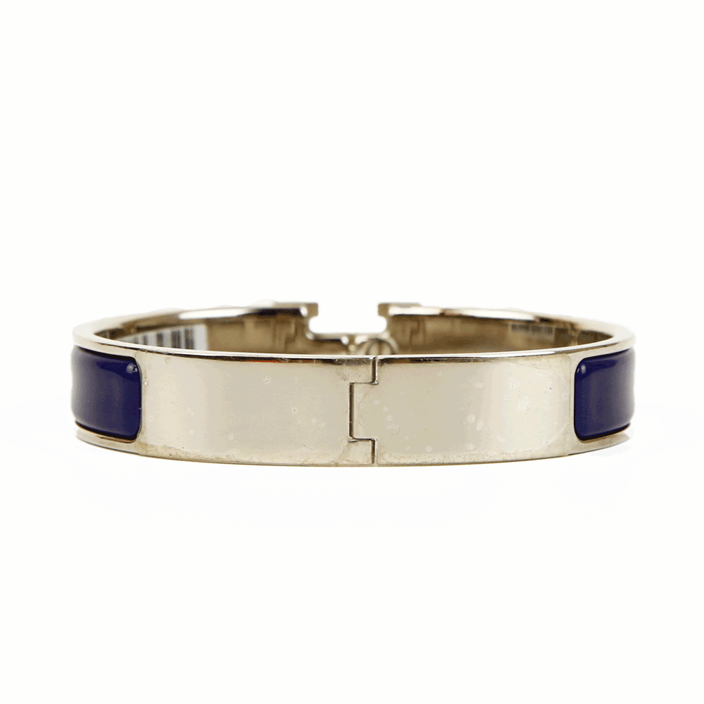 back view of Hermès Navy & Silver Clic H Bangle