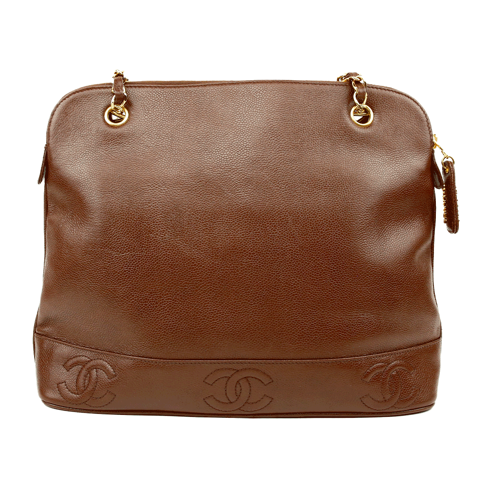 back view of Chanel Vintage Brown Caviar Triple C Shoulder Bag