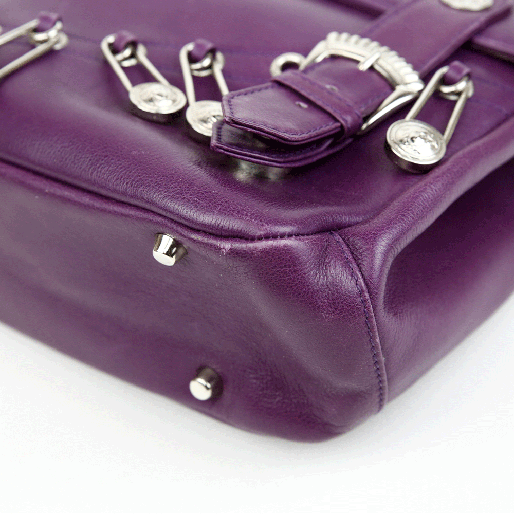 Gianni Versace Vintage Purple Medusa Pin Satchel