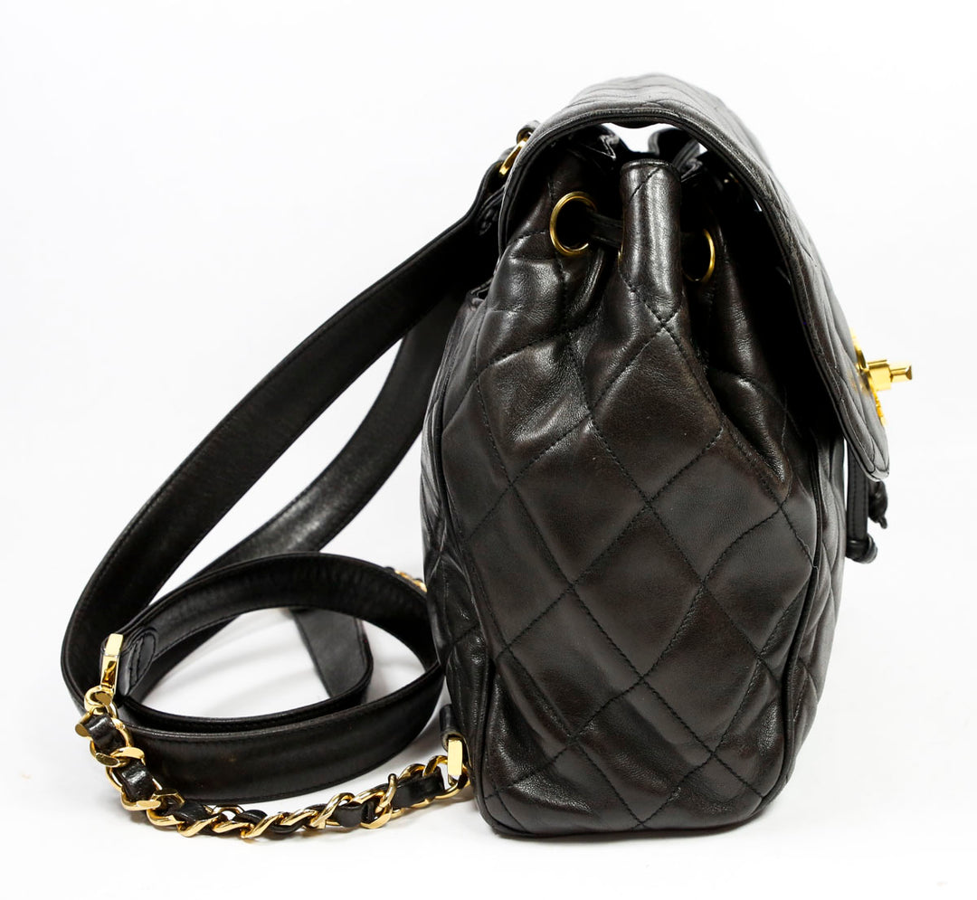 Chanel Dark Brown Quilted Lambskin Leather Vintage Backpack